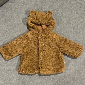 Baby Gap Infant Sherpa Lined Hooded Bear Jacket sweater 0-3 months